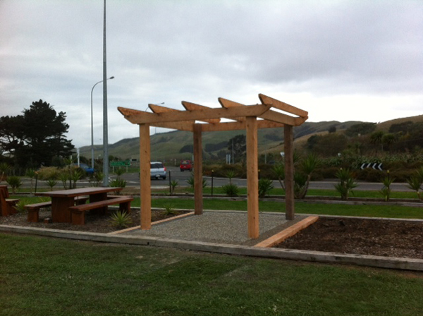 Permeable paving with Pergola