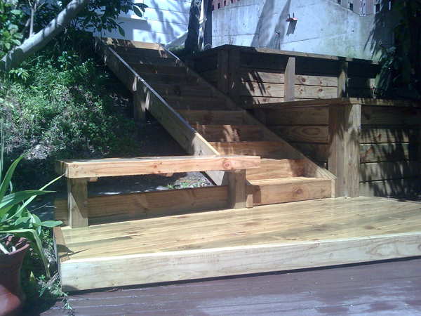 New stairs and planters